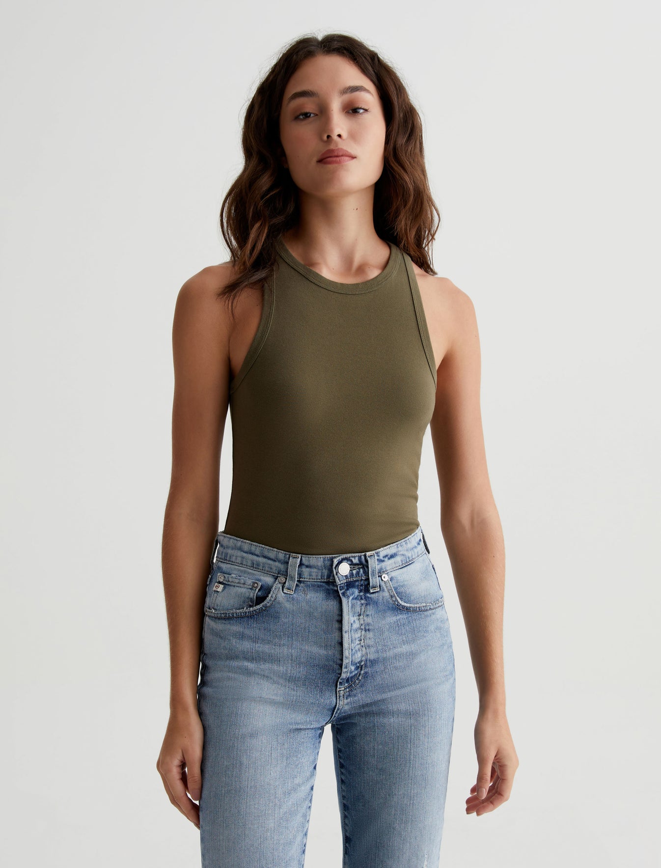 Olive Tank|90'S Vintage Crop Tank